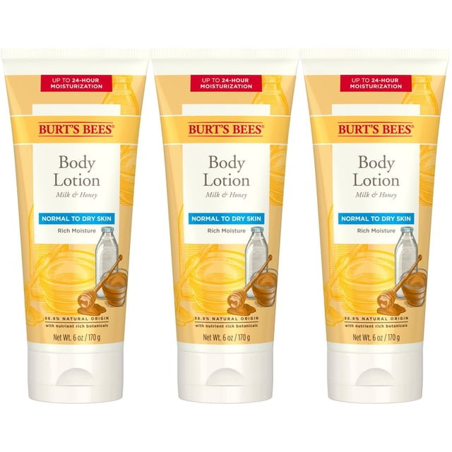 Burt's Bees Milk and Honey Body Lotion, 6 Ounces (Pack of 3)