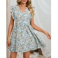 thumbnail image 4 of Yesfashion Women's Floral Plunging V Neck Tie Open Back Summer Short Dress, 4 of 9