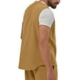 thumbnail image 2 of Defitshape Men's Summer 2 Piece Shorts Set Beach Fashion Comfy V Neck Spring Vest Casual Waist Coat Sleeveless Pocket Yellow Large, 2 of 4