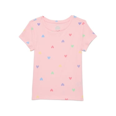 Wonder Nation Girls Printed Rib Tee with Short Sleeves, Sizes 4-10