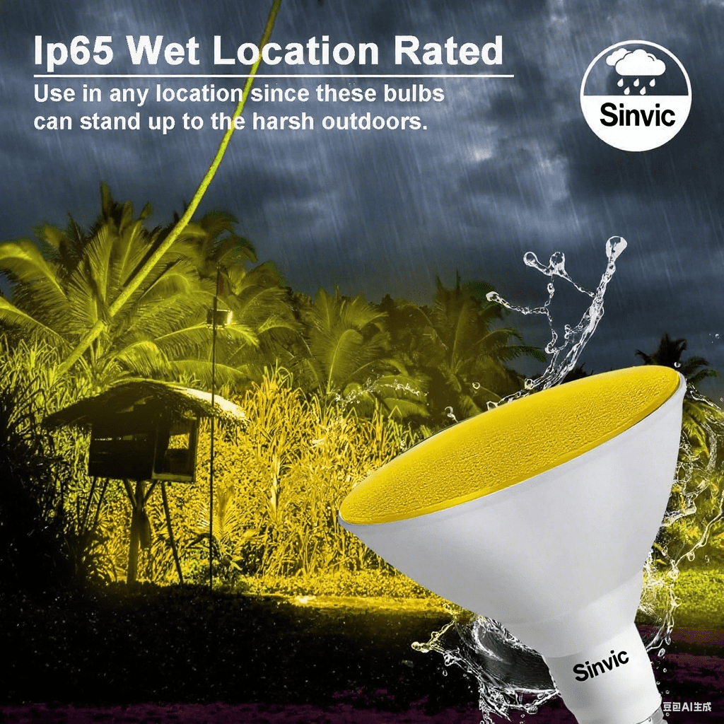 Sinvic 2 Pack Dimmable Yellow PAR38 LED Bulb 15W 150W Equiv 700LM 120V E26 Outdoor Flood Light