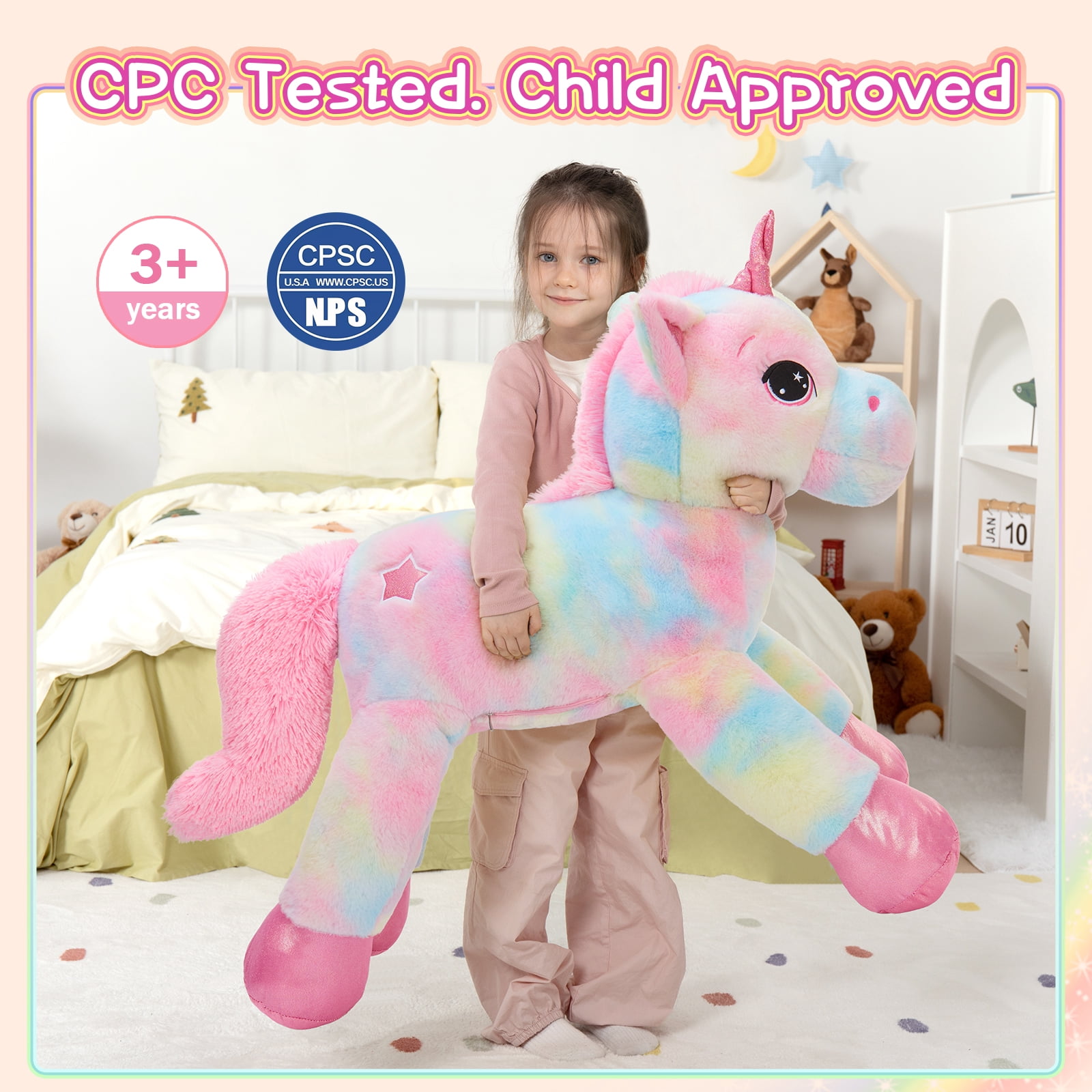 MorisMos Giant Unicorn Stuffed Animal 43'' Soft Unicorn Plush Toy