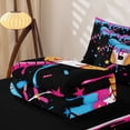 thumbnail image 5 of meiyoeat Dripping 67 Baseball Ice Cream Zipper Full Size Comforter Sets with Fitted Sheet and 2 Pillowcases for Boys, Crossed Bat Stars Sport Zipper Bedding Set, Black Reversible, 4-Piece, 5 of 7