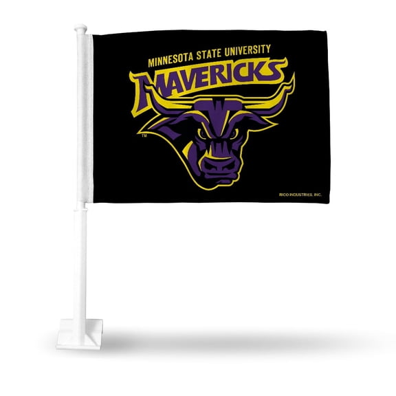 Rico Industries College Minnesota State-Mankato Standard Double Sided Car Flag - 16" x 19" - Strong Pole that Hooks Onto Car/Truck/Automobile