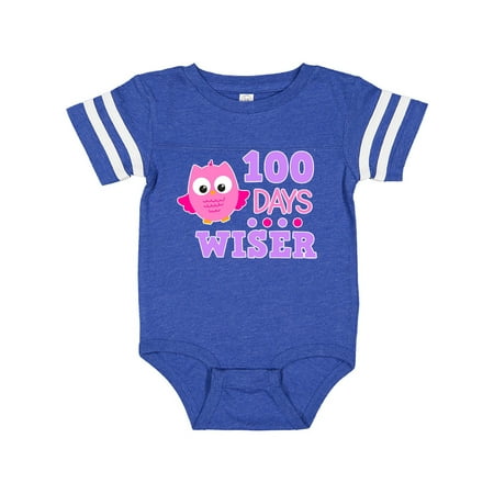 

Inktastic 100 Days Wiser with Pink Owl Gift Baby Girl Bodysuit