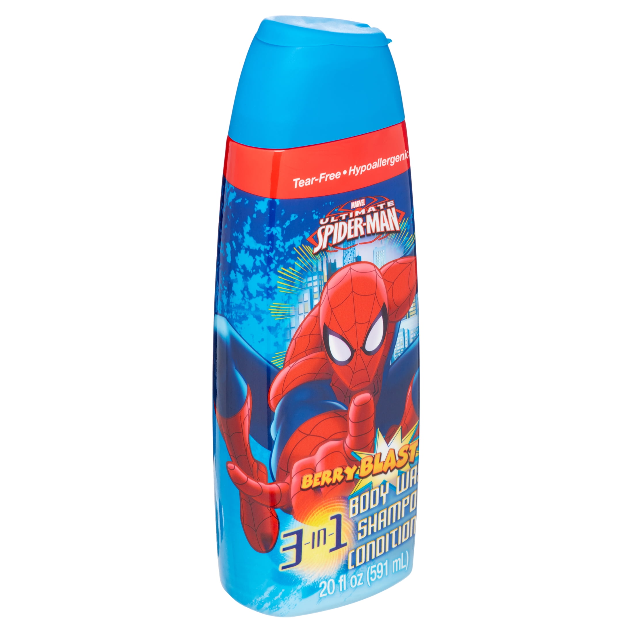 Marvel Ultimate Spiderman Berry Blast 3 in 1 Body Wash Shampoo \u0026  Conditioner, 20 Fl Oz - Walmart.com