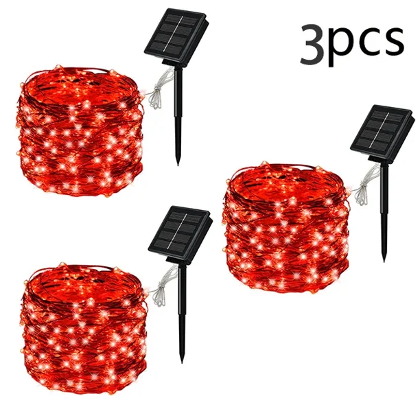 Guirnalda de luces solares para exteriores, 400/300/200/100 LED, 8 modos, para jardín, patio, árbol, fiesta de Navidad, lámpara de alambre de cobre resistente al agua