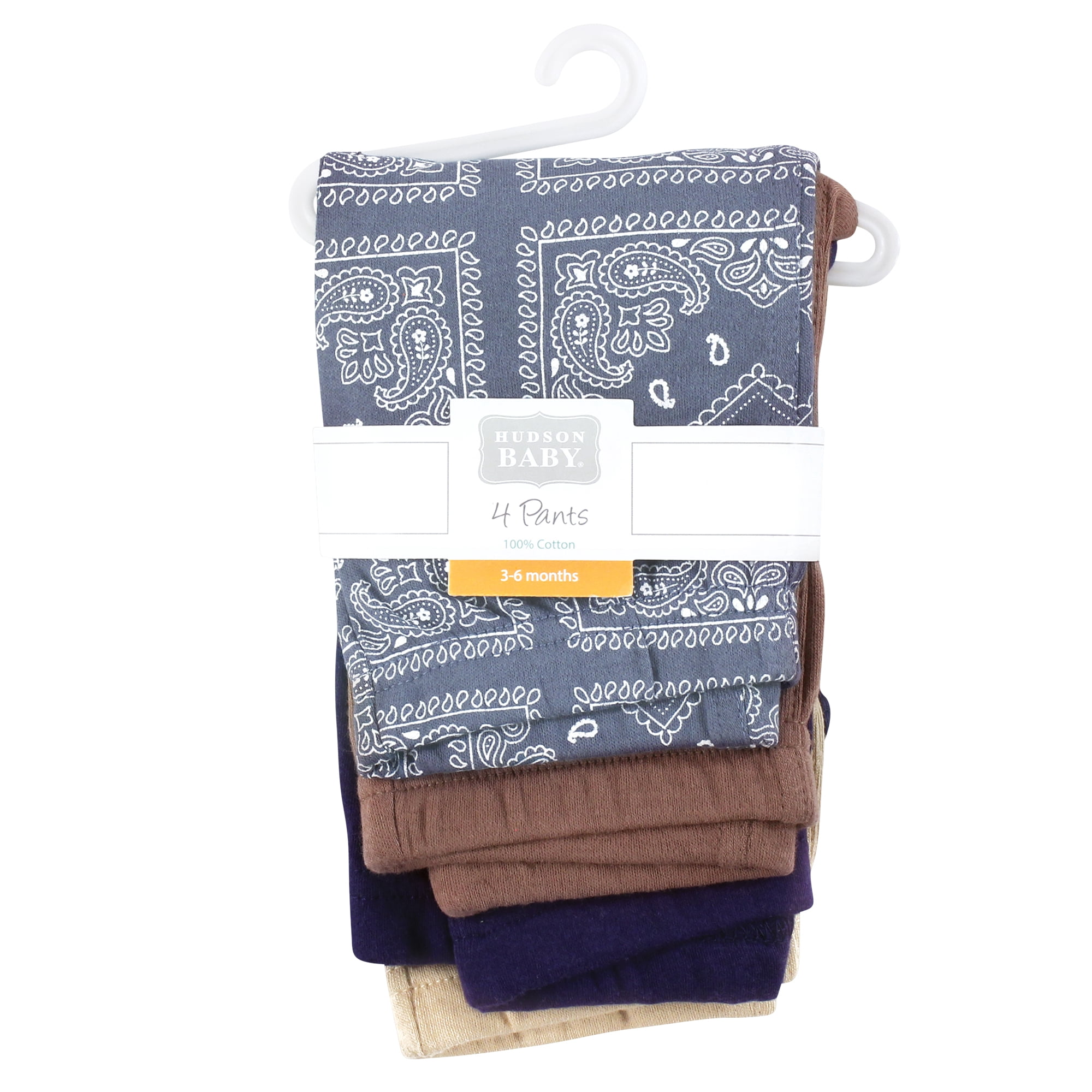Hudson Baby Boys Cotton Pants and Leggings, Blue Bandana, 0-3 Months