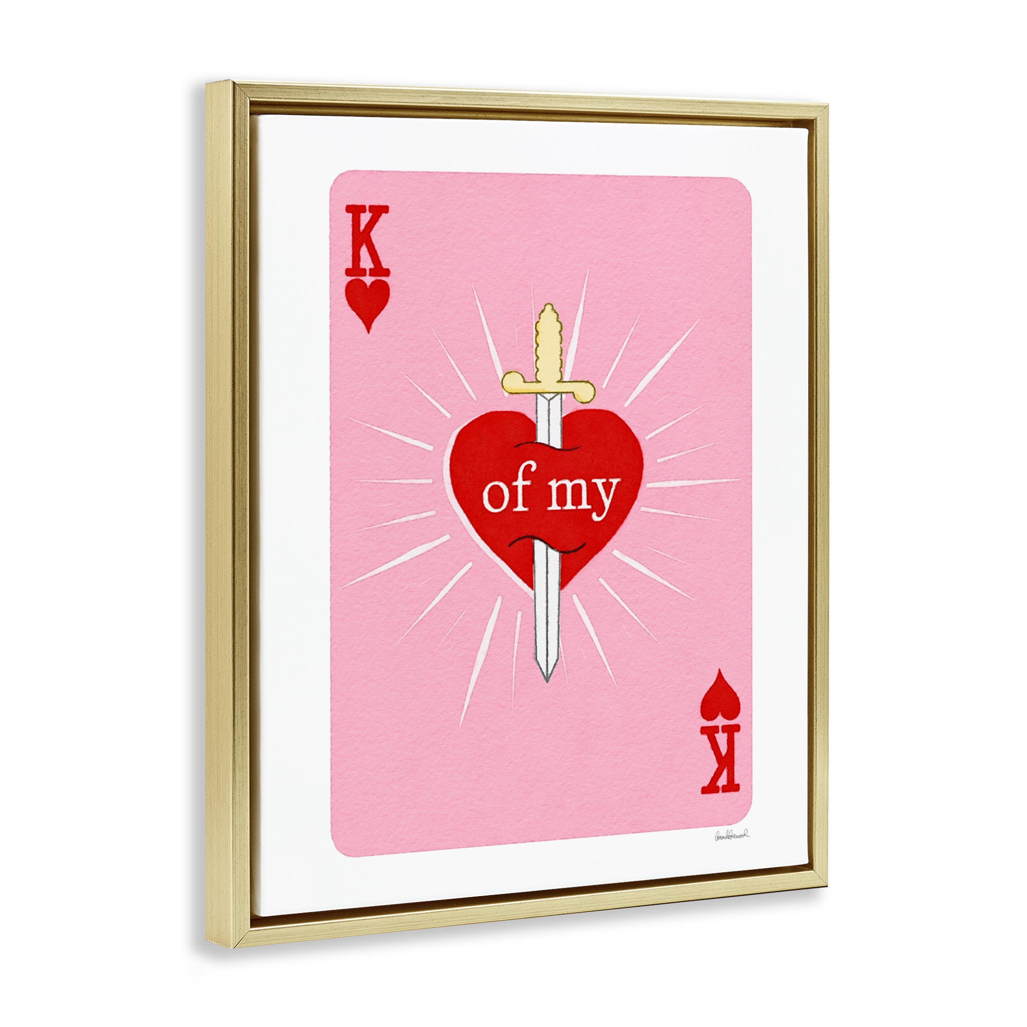 King Of My Heart Sword Gold Framed Floater Canvas Wall Art, design by Amanda Greenwood