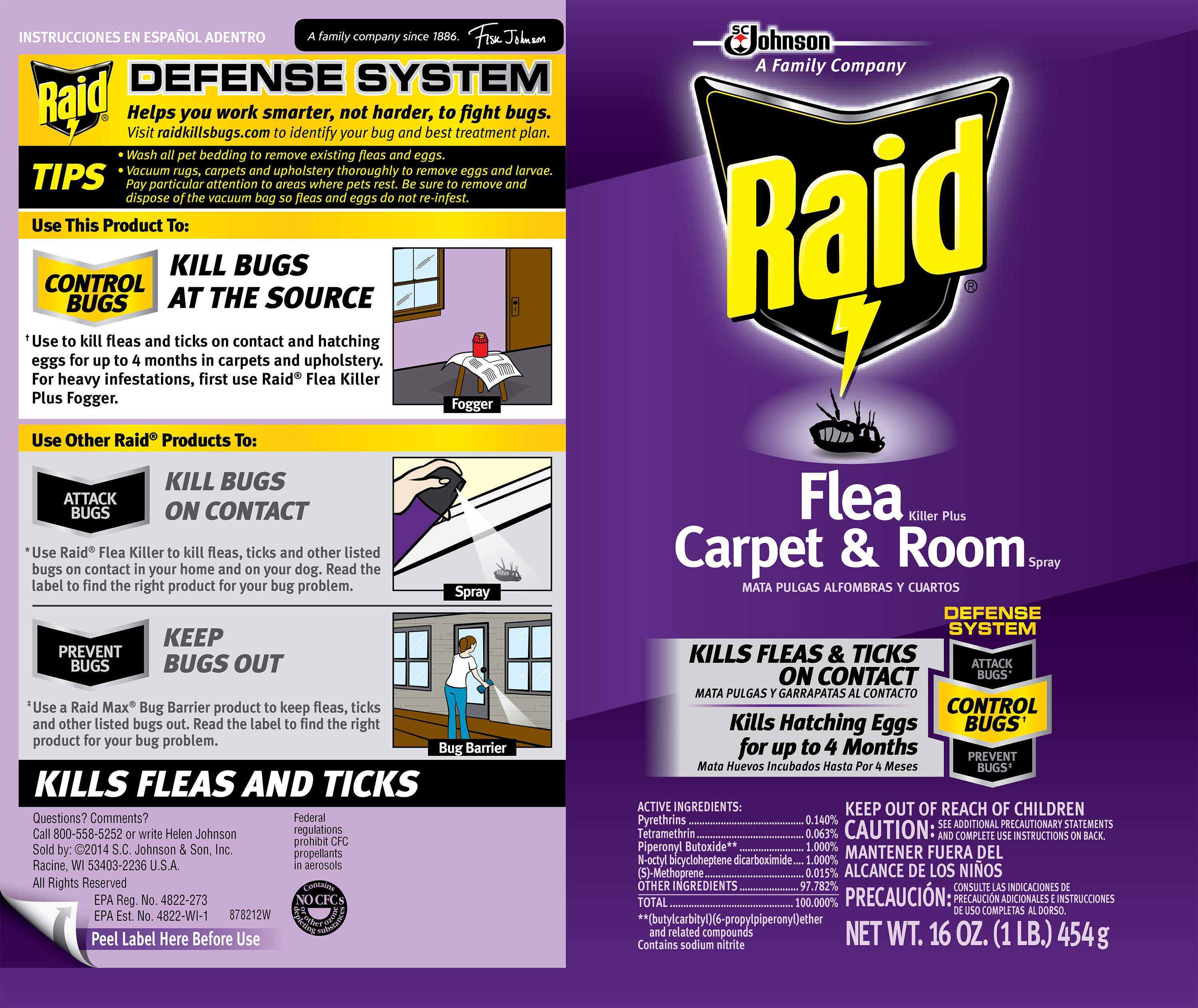  Raid Flea Killer Plus Carpet &amp; Room Spray Kills Fleas &amp; Flea Eggs for Up to 4 Weeks, 16 oz