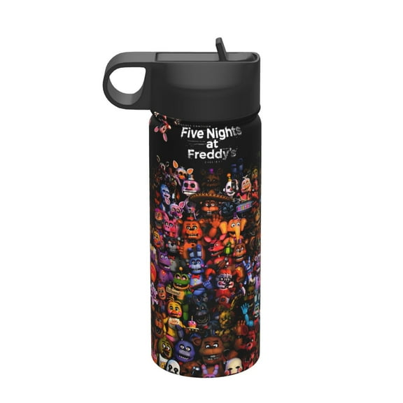 Five Nights At Freddy's 18 oz Tumbler with Straw and Lid, Travel Cup for Car,Stainless Steel Tumblers Keeps Drinks Cold & Hot,Birthday Gifts for Movie Lover