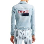 EV1 from Ellen DeGeneres love flag bleached denim jacket women's