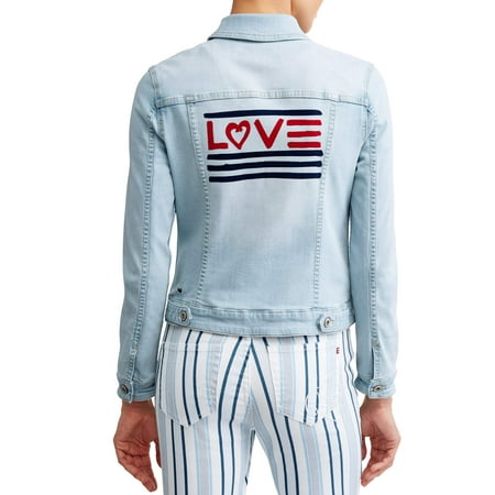 EV1 from Ellen Degeneres Love Flag Bleached Denim Jacket (Best Womens Jean Jacket)