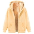 thumbnail image 3 of Homenesgenics Winter Coat Winter Clothes Women Winter Warm Casual Long Sleeve Hooded Solid Sweatshirt Coat Beige XXXXL, 3 of 4