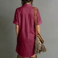 thumbnail image 5 of Miqool Women's Cotton Lapel Shirt Dress Casual Short Sleeve Button Front Utility Mini Dress with Pockets Loose Fit Summer Dress, 5 of 8