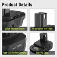 thumbnail image 4 of DM18RL Battery Adapter Converter with USB & Type-C Port for Use with Ryobi 18V Lithium Battery Tools, Converts De*Walt 20V Li-ion or Mil*Wau*kee 18V Li-ion Battery to Ryobi 18V Li-ion Battery, 4 of 9