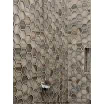 Solace 9 x 10 in. Matte Silver Stormy Gray Glass Mosaic Hexagon Wall and Floor Tile (3.28 sq ft/case) - 5 Pack
