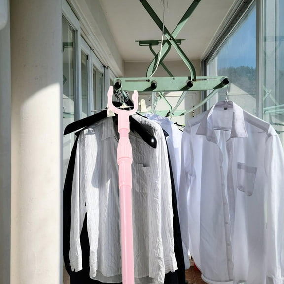 LEORX Pink Clothes Reaching Rod for Home Adjustable Telescoping