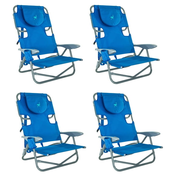 Ostrich On-Your-Back Outdoor Lounge 5 Position Reclining Beach Chair (4 Pack)
