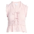 thumbnail image 6 of Time and Tru Women's Textured Tie Front Top, Sizes XS-XXXL, 6 of 6