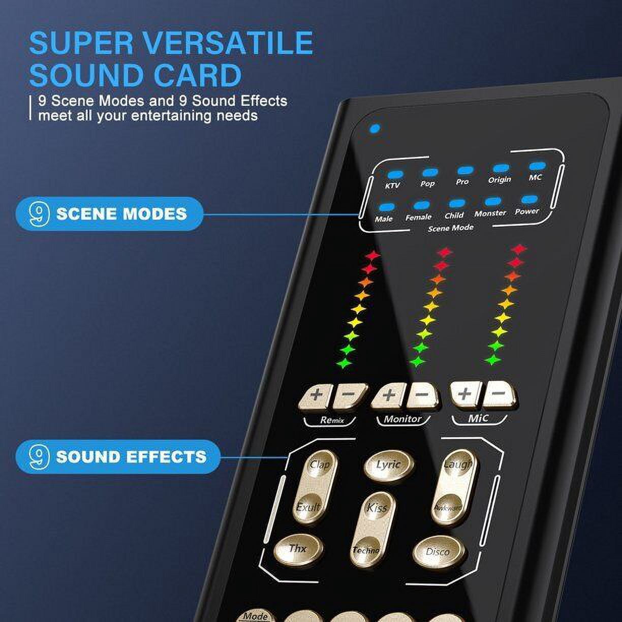 Condenser Microphone Studio Recording Professional Live SoundCard kit Bluetooth