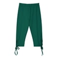 thumbnail image 4 of Baby Girl Pants Girls Summer Stretchy Capri Leggings Solid Casual Yoga Beach Workout Dark Green 9-10 Years, 4 of 4