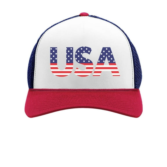 American Patriot Trucker Hat - USA Flag Mesh Cap, Perfect 4th of July Independence Day Accessory - Unisex One Size Adjustable - Ideal Gift for Men and Women - Blue/White/Red