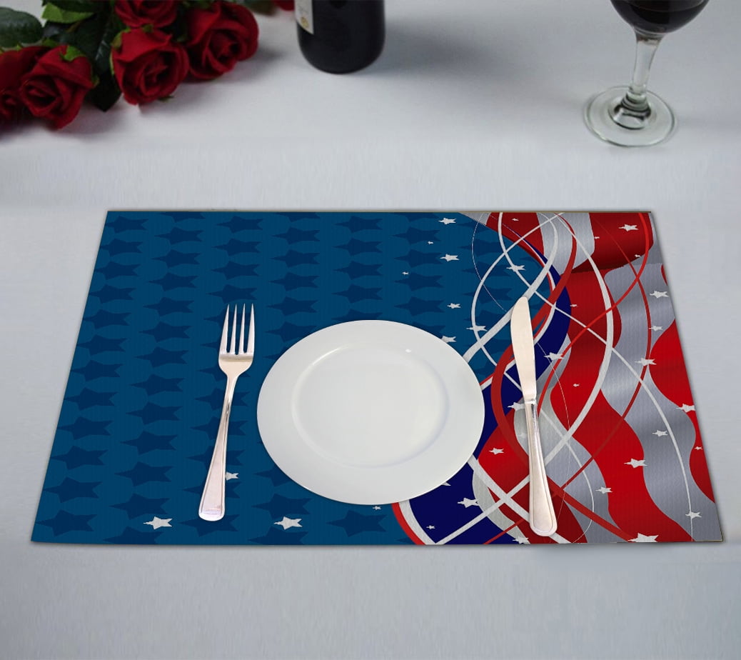ABPHQTO Stars And Stripes Fourth Of July Patriotic Placemat 12x18 Inch,Set of 2 Table Placemats 