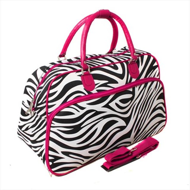 All-Seasons 812014-163-F 21 in. Zebra Carry-On Shoulder Tote Duffel Bag- Pink