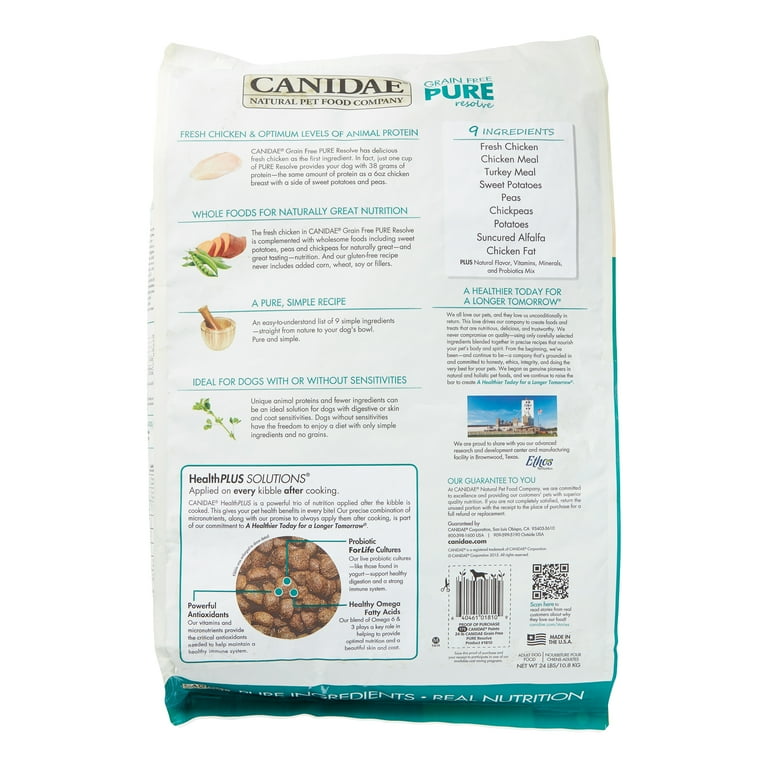 Canidae Pure Resolve Grain Free Weight Management Fresh Chicken Adult Dry Dog Food 24 lb