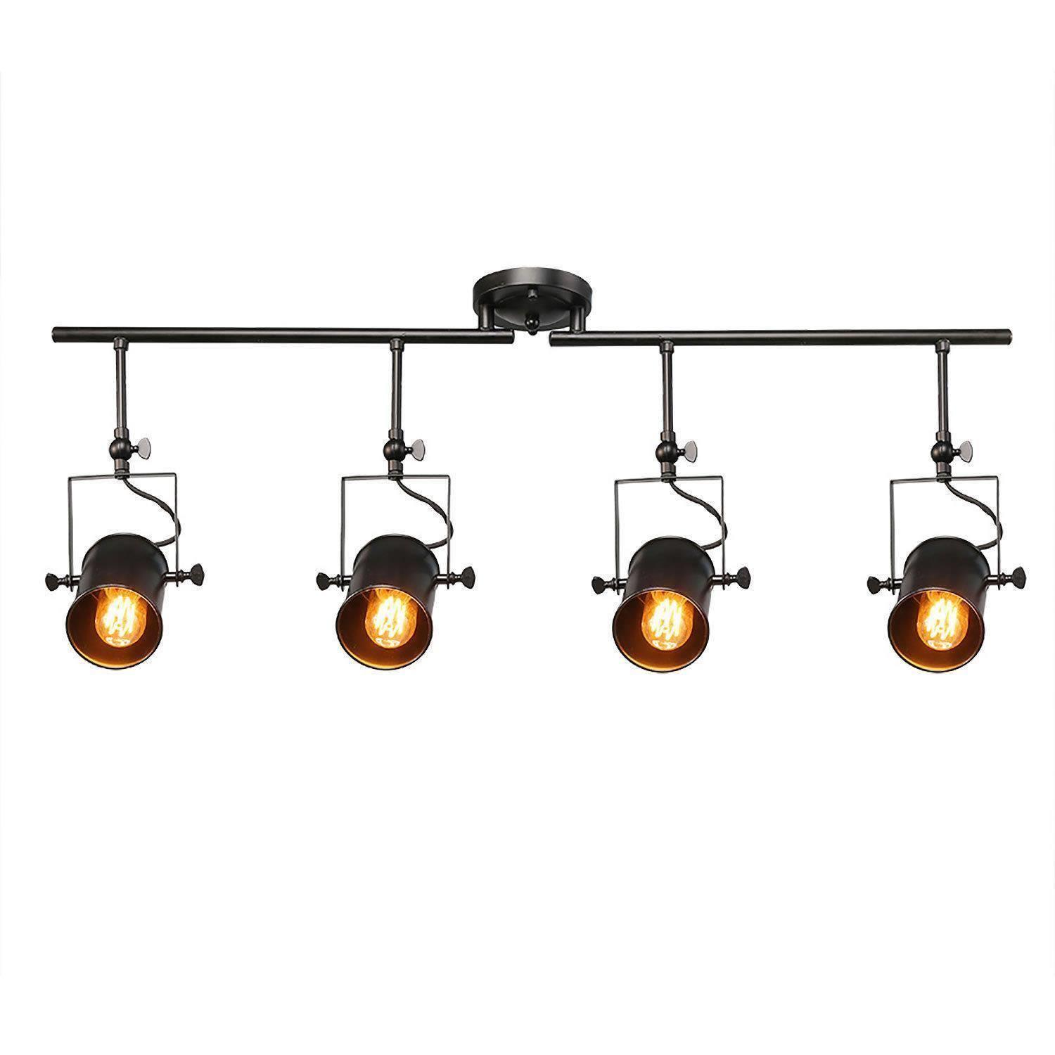 LNC 36.4-in 4-Light Dimmable Matte Black LED Track Lighting Gimbal Head(s) Track Lighting Head
