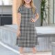 thumbnail image 2 of Girls' Summer Dress Kids 2025 Classic Plaid Short Sleeve Dress Comfortable Casual Dresses for Everyday Wear ,Sie:150, 2 of 7