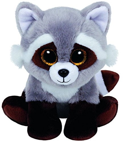 Details about   Ty 6" Beanie Boo Rocco Plush Stuffed Raccoon Animal Pink Glitter Eyes