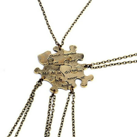 KABOER Best Friends Set Chain Creative Letter Five-Petal Puzzle Love Necklace
