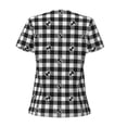 thumbnail image 3 of Uemuo Black Tartan Plaid Drawing Women's Deep V-Neck Low Cut Tops - Casual Loose Fit with Stainless Steel Loop, Soft, Breathable, Perfect for Office, Travel, and Daily Wear-Large, 3 of 5