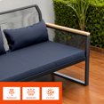 thumbnail image 6 of ModFusion Waterproof Wicker Loveseat with Navy Cushions & Wood Armrests for Outdoor Deck or Balcony, 6 of 9