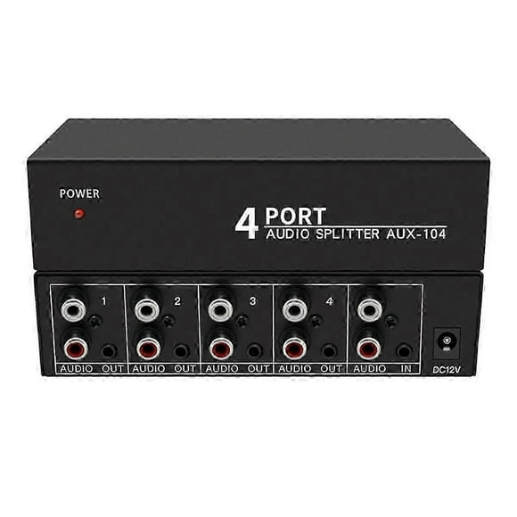Audio Splitter 1 in 4 Out L/R Aux Stereo Audio Splitter 1X4 Audio Distributor for PC DVD Speaker Spl