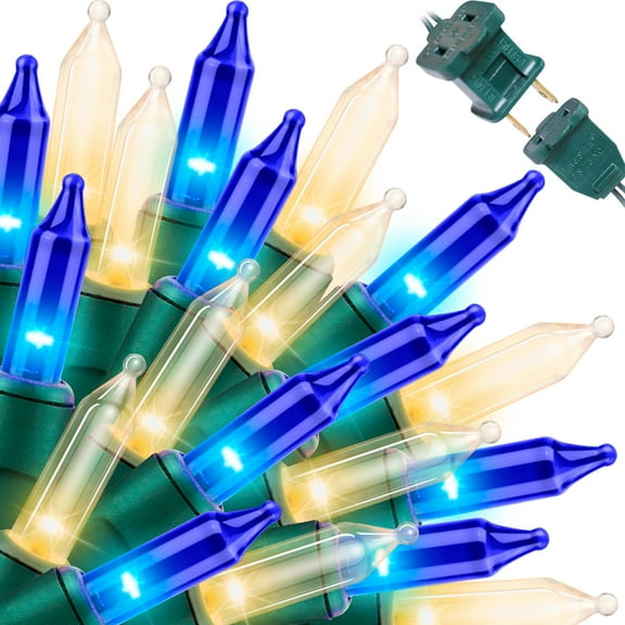 LAMPHOME Blue Clear Christmas String Lights, 100 ct 20FT Incandescent Mini Fairy Lights Set, UL Certified Green Wire Lights for Indoor Outdoor Halloween Holiday Home Xmas Tree Patio Décor