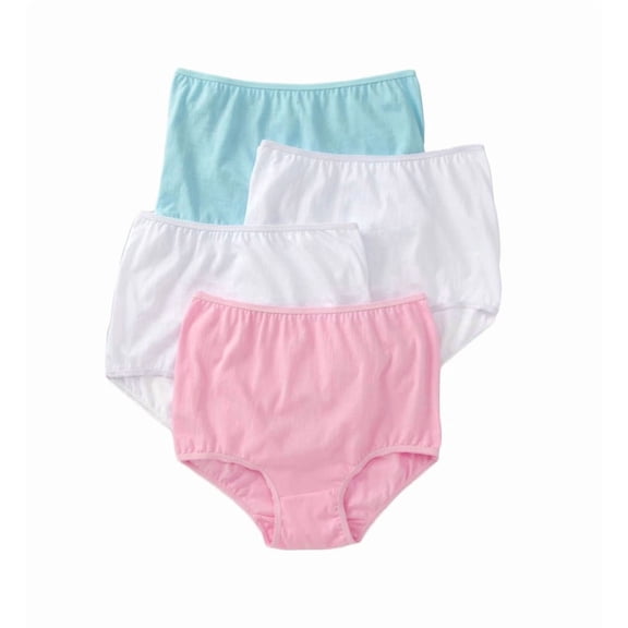 Women's Teri Full Coverage, Elastic Leg, Cotton Brief, Assorted Pastel 4 Pack Style 122