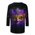thumbnail image 5 of YOIAVAIOY Womens 3/4 Sleeve Tops Mardi Gras and Christmas Costumes Fashion Round Neck Holiday Printed Tees Multicolor L, 5 of 5