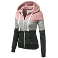 thumbnail image 2 of Doublju 3 Color Block Fleece Basic Zip-Up Hoodie Jacket, 2 of 3