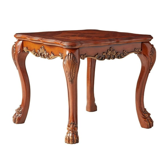 Wooden End Table In Traditional Style , Cherry Oak Brown