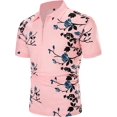 thumbnail image 1 of Polo floral de manga corta para hombre, cuello con media cierre Rosado XL Rosado XL Xishao ropa, 1 of 2