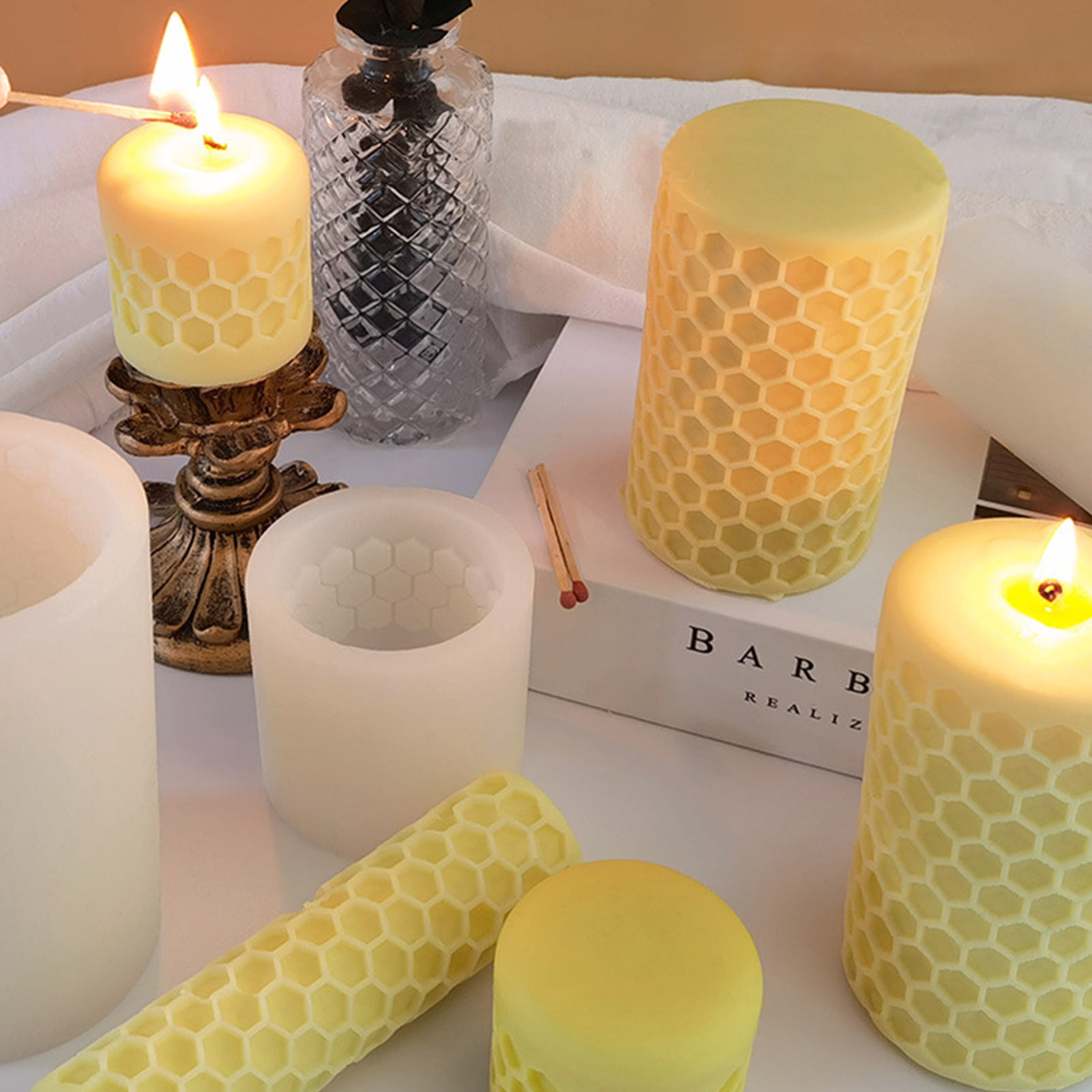 3D Bee Candle Molds Honeycomb Silicone Soap Mold Wax Mold Candle