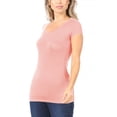thumbnail image 3 of Moa Collection Women Casual Solid V-Neck Short Sleeve Basic T-Shirt Top, 3 of 4