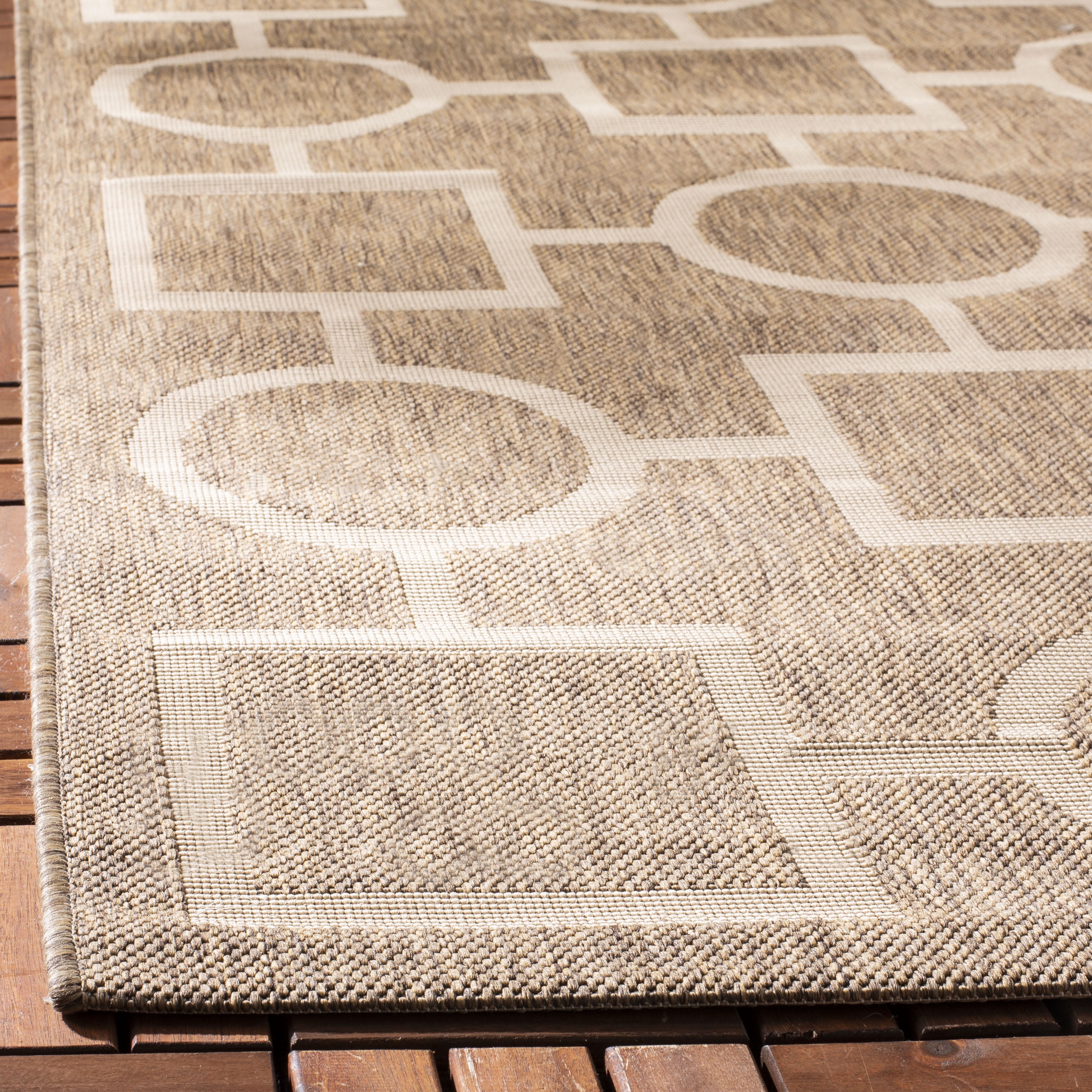 Safavieh Courtyard Archimedes Geometric Indoor/Outdoor Area Rug, Brown/Bone, 5'3" x 7'7"