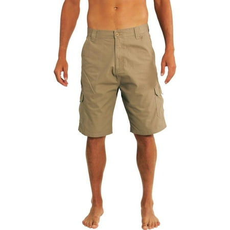 Cotton Ripstop Shorts - Norty Mens Premium Cargo Shorts - 100% Cotton Twill or Ripstop Fabric - 10-inch Inseam - 7 Colors Drill Khaki Twill / 32