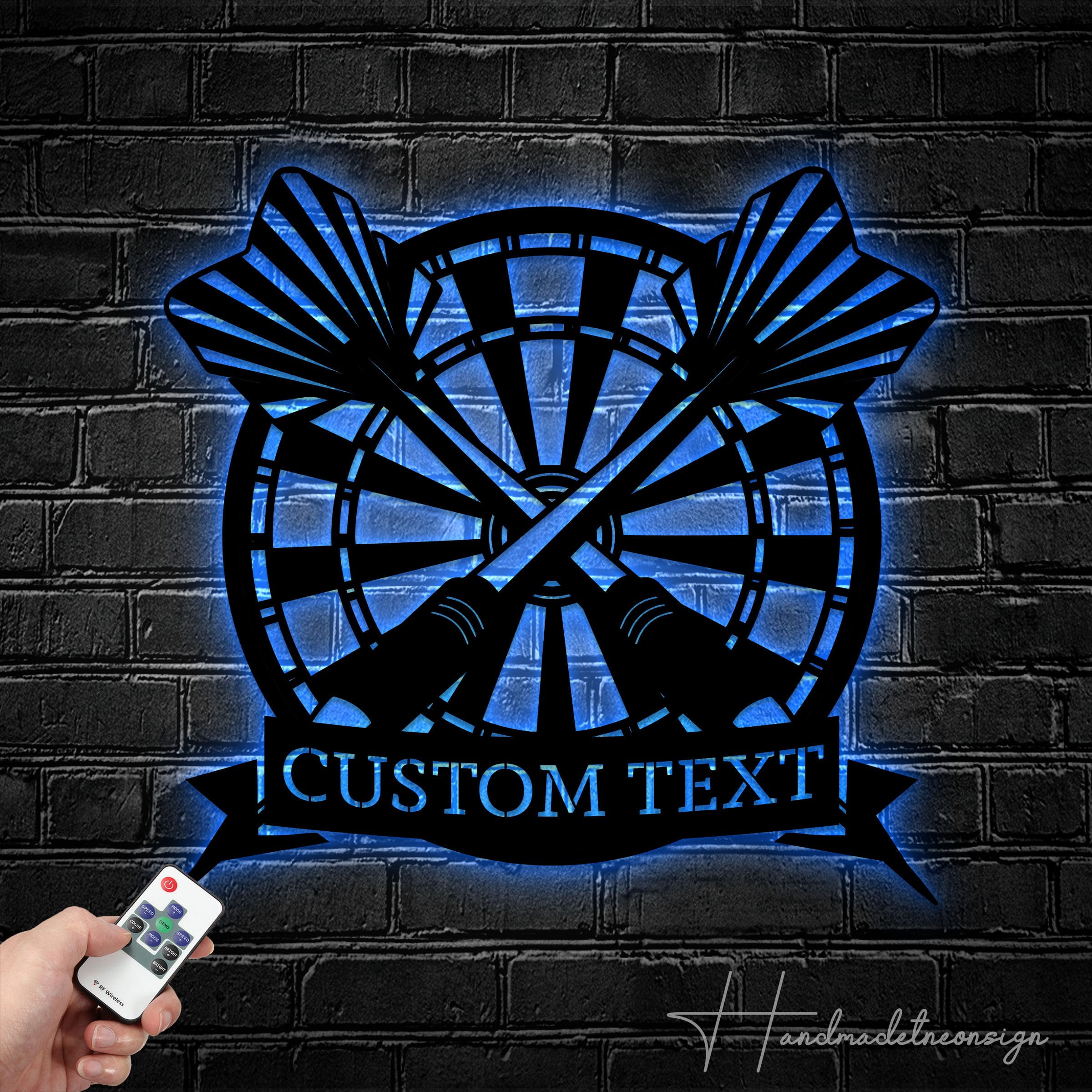 Handmadetneonsign Personalized Name Dart Dartboard Metal Wall Art LED Light - Custom Name Dart Player Metal