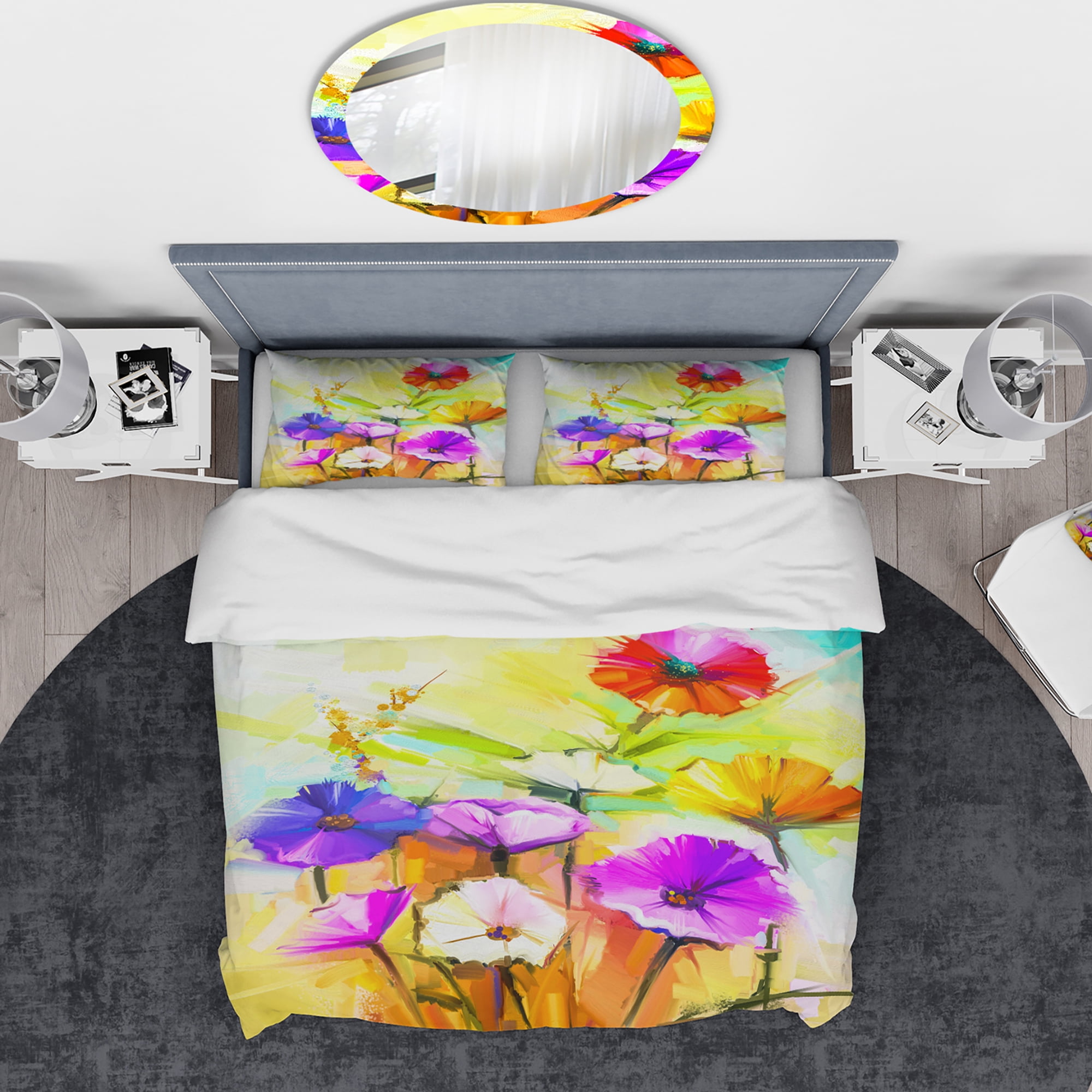 Designart 'Colorful Gerbera Flowers Painting' Traditional Duvet Cover Set