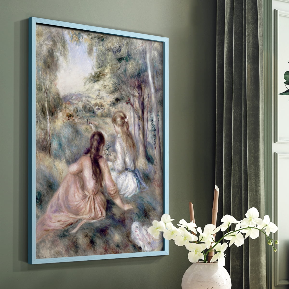 In The Meadow in Blue Solid Wood 11 x 14 Framed Print